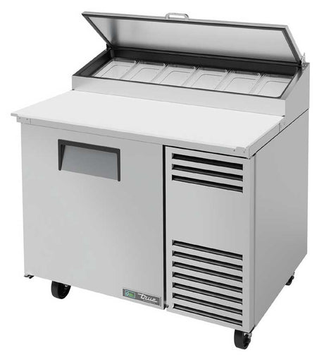 True TPP-AT-44-HC 1-Section 1 Door Refrigerated Pizza Prep Table 44" - Holds (6) 1/3 Size Pans - 115v