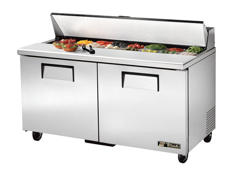 True TSSU-60-16-HC 2-Section 2 Door Refrigerated Salad/Sandwich Prep Table 60" - Holds (16) 1/6 Size Pans - 115v