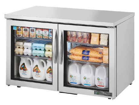 True TUC-48G-HC~FGD01 2-Section 2 Glass Door Undercounter Refrigerator 48" - 115v