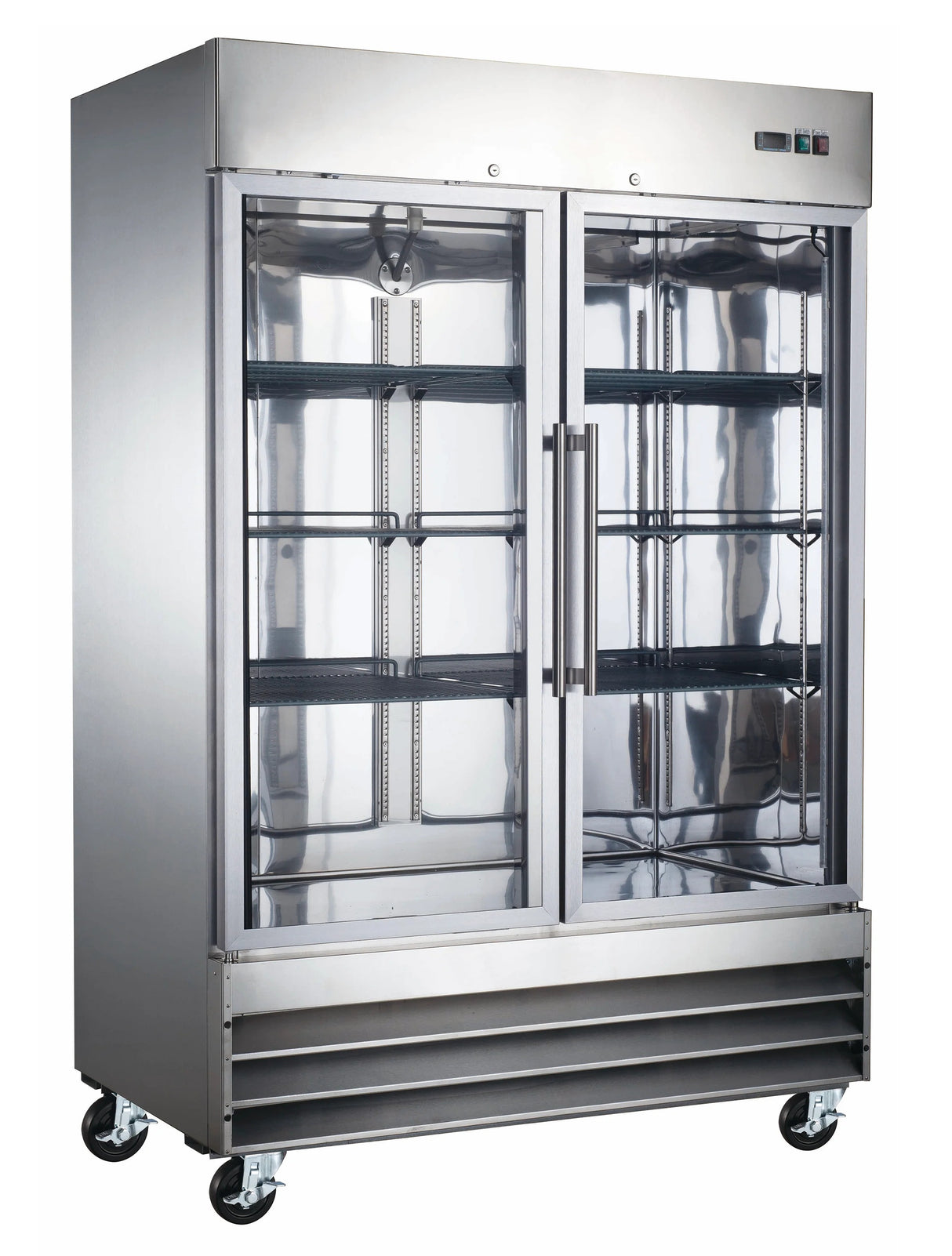 Adcraft USRF-2D-G U-STAR 2-Section Left/Right Hinged 2 Glass Swing Door Reach-In Refrigerator 54" - 48 cu. ft. - 115V