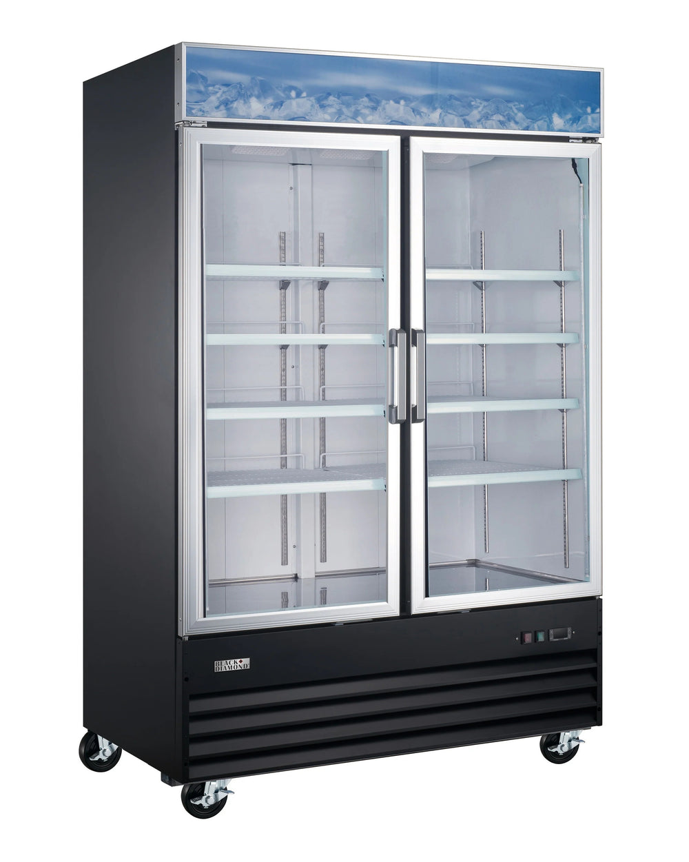 Adcraft USRFS-2D-B Black Diamond Black 2 Glass Slide Door Refrigerated Merchandiser 53" - 115v