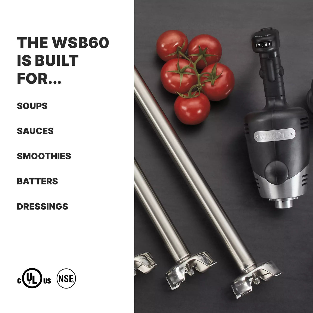 Waring WSB60 Big Stix Heavy-Duty Variable Speed Immersion Blender 16" Shaft 120V