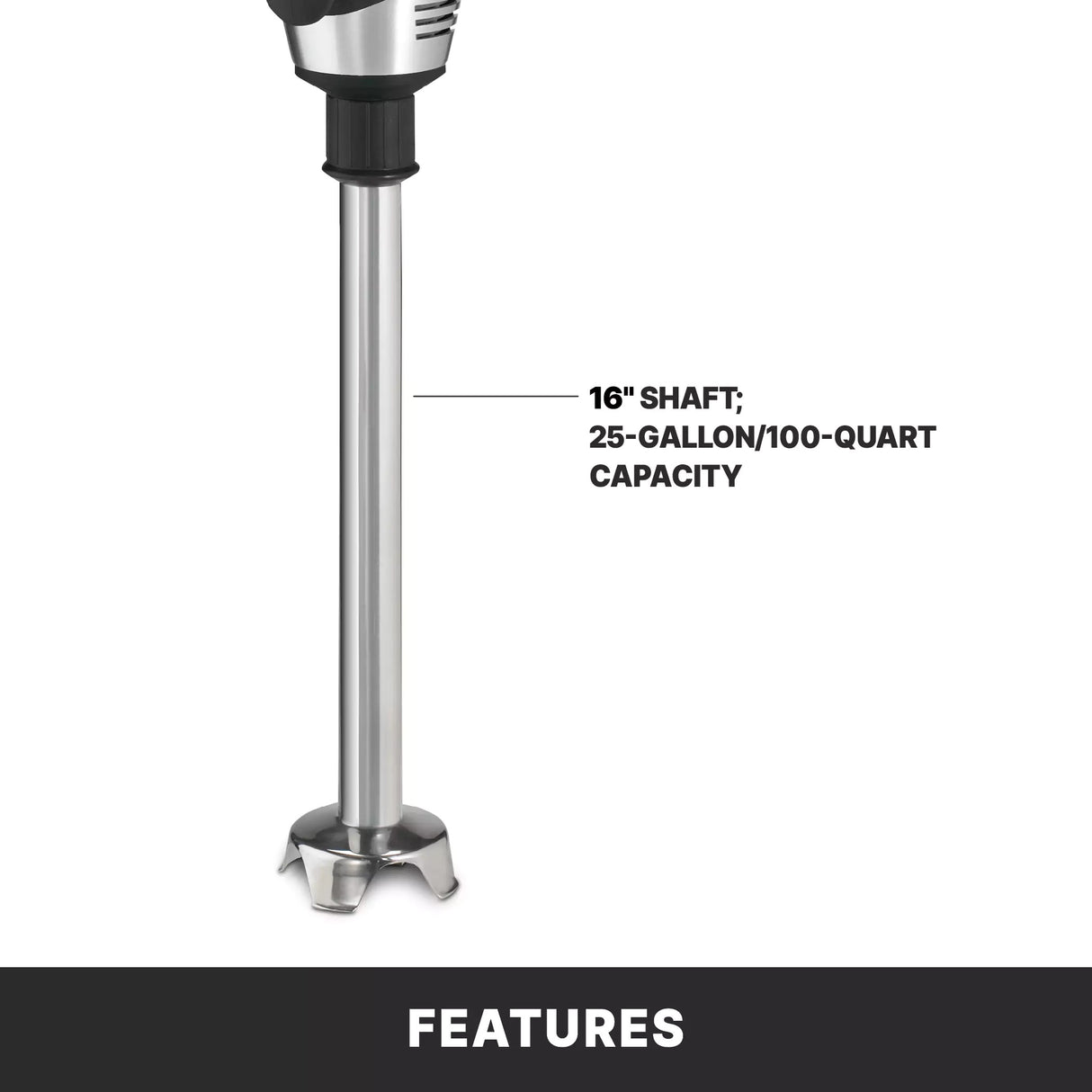Waring WSB60 Big Stix Heavy-Duty Variable Speed Immersion Blender 16" Shaft 120V
