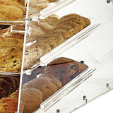 Winco ADC-4 Countertop Knock-Down 4-Tray Acrylic Tiered Display Case with Front & Rear Doors 14" x 24" x 24"H - Clear