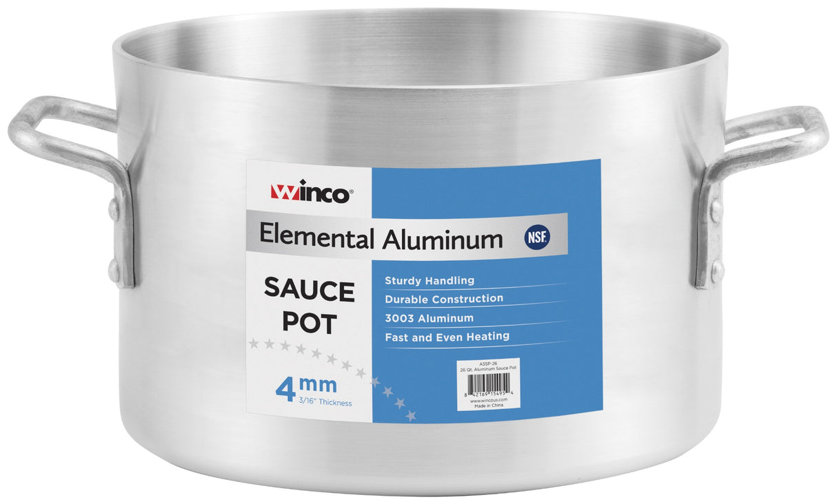 Winco ALB-15 Elemental Aluminum Heavyweight Brazier / Braising Pot 15 qt.