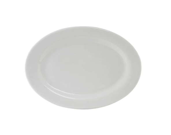 Tuxton ALH-136 13 3/4" x 10" Oval Alaska Platter - Ceramic, Porcelain White