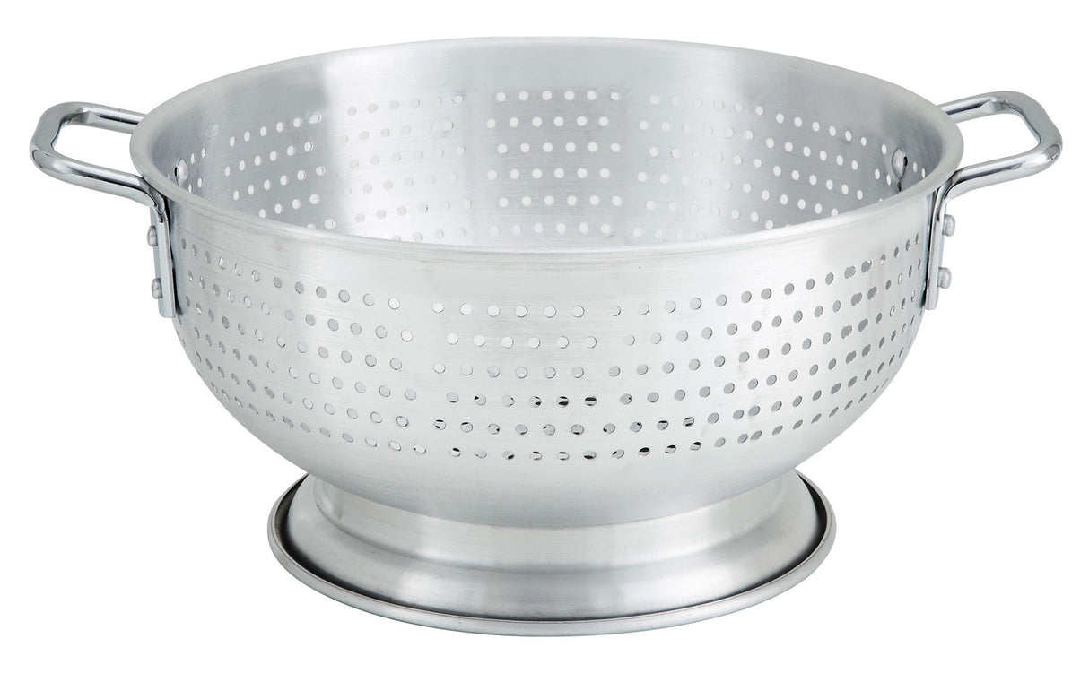Winco ALO-11BH Aluminum Colander with Base & Handles 11 qt. - 6/Case