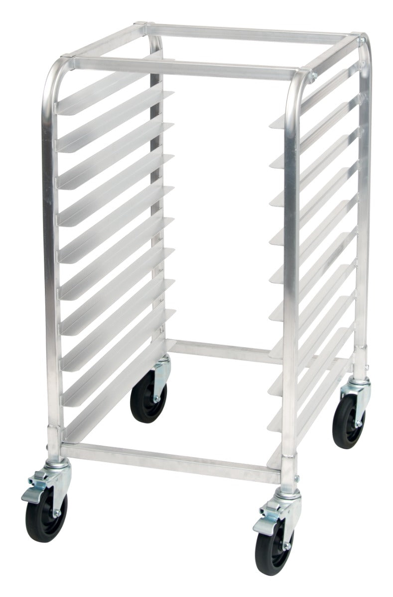 Winco ALRK-10BK Aluminum Mobile Half-Height End Loading Sheet Pan Rack 39"H - (10) Full-Size Pan/Capacity - Unassembled