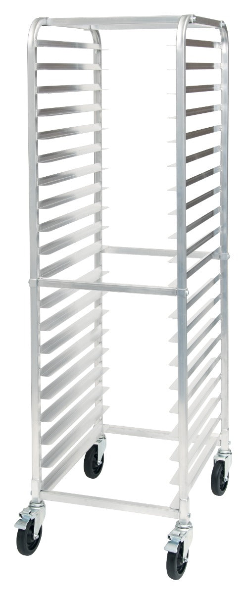 Winco ALRK-20BK Aluminum Mobile Full-Height End Loading Sheet Pan Rack 70"H - (20) Full-Size Pan/Capacity - Unassembled