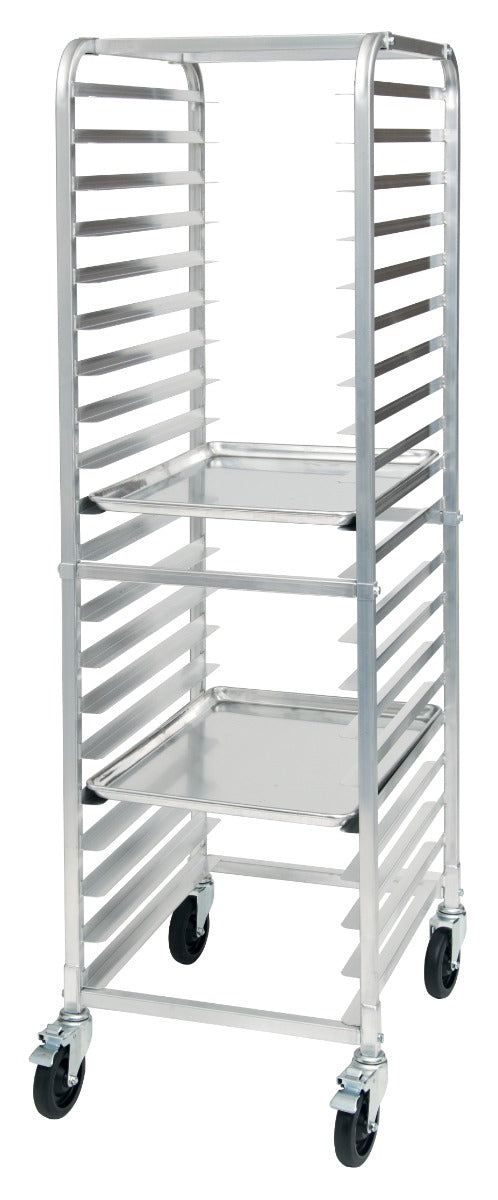 Winco ALRK-20BK Aluminum Mobile Full-Height End Loading Sheet Pan Rack 70"H - (20) Full-Size Pan/Capacity - Unassembled
