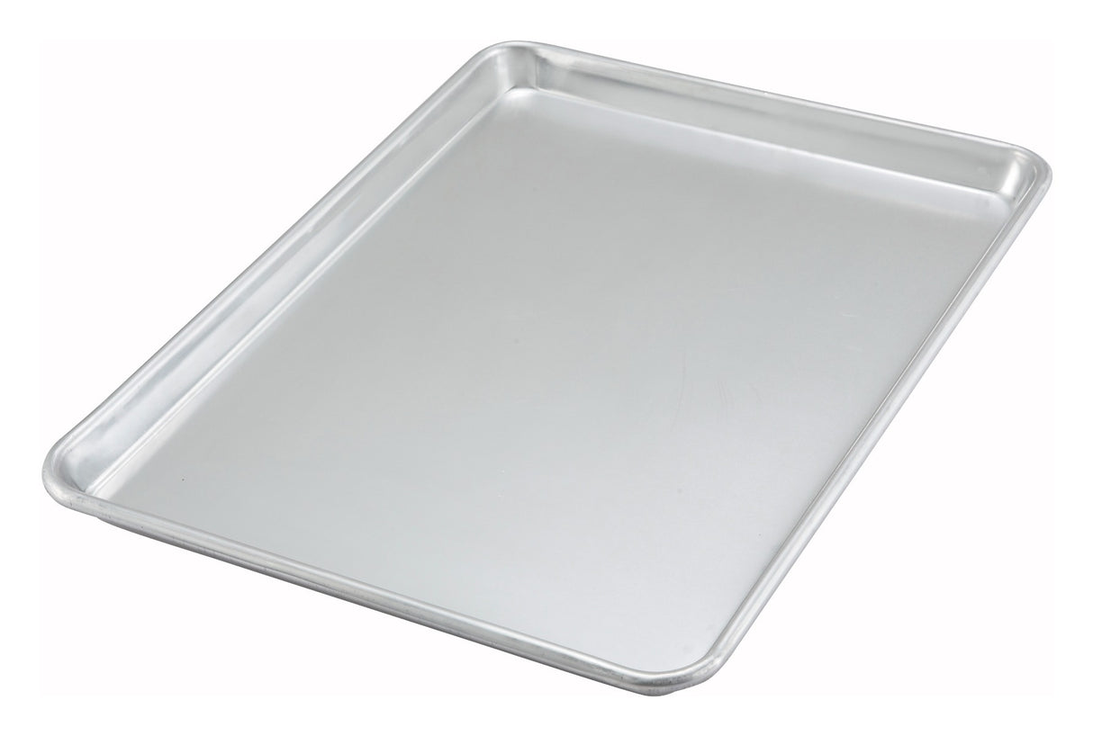 Winco ALXP-1318 20-Guage Aluminum Closed Bead Rim Bun / Sheet Pan / Serving Tray 18" x 13" - 1/2 Size - 12/Case