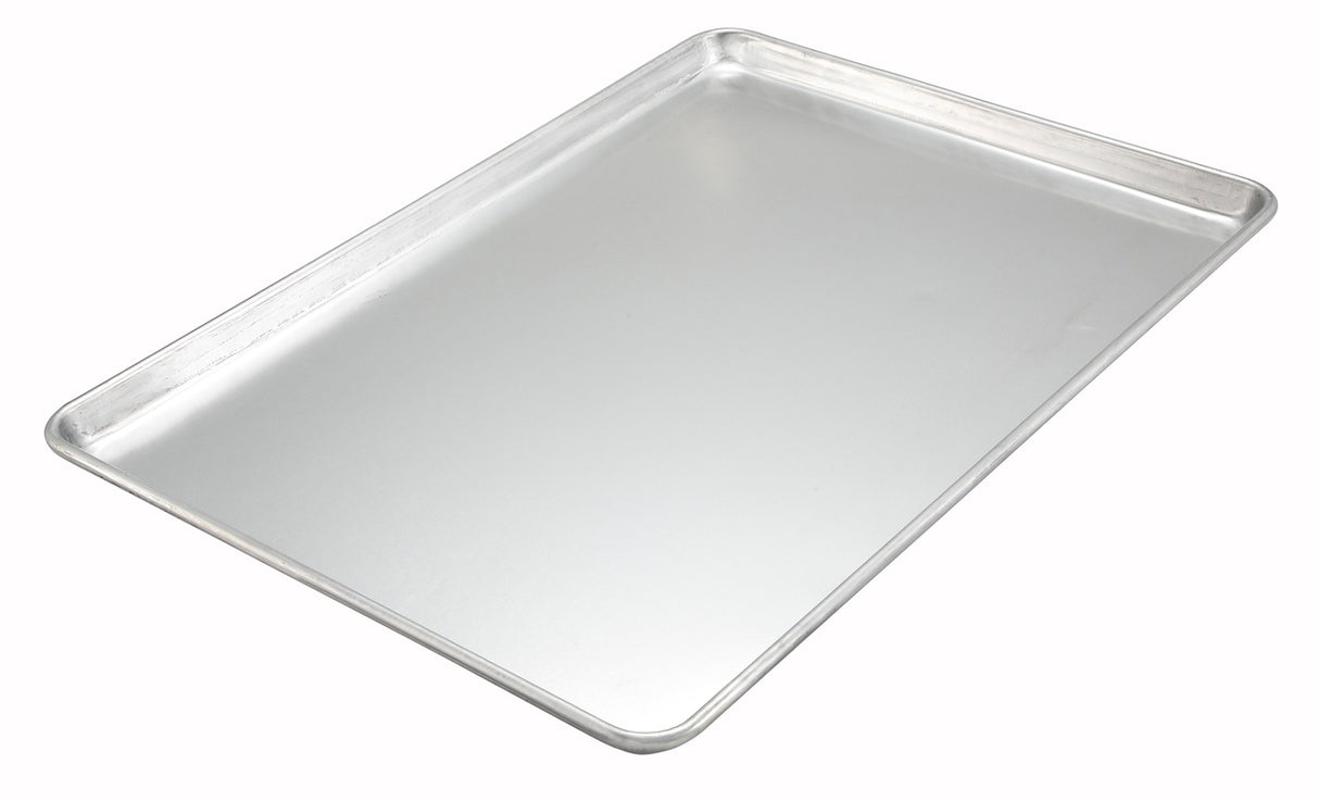 Winco ALXP-1813H 18-Guage Aluminum Closed Bead Rim Bun / Sheet Pan 18" x 13" - 1/2 Size - 12/Case