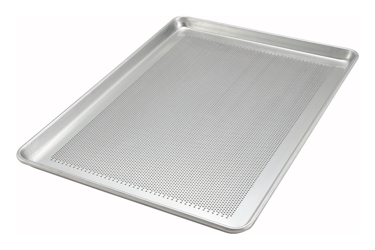 Winco ALXP-1826P 18-Guage Aluminum Closed Bead Rim Perforated Bun / Sheet Pan 26" x 18" - (1/1) Full Size - 12/Case