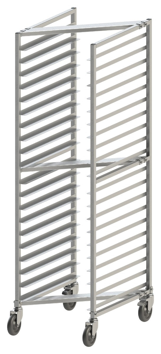 Winco ALZK-20BK Z-Rack Aluminum Mobile Full-Height Front Loading 20-Tier Nesting Sheet Pan Rack 70"H - (20) Full-Size Pan/Capacity - Unassembled
