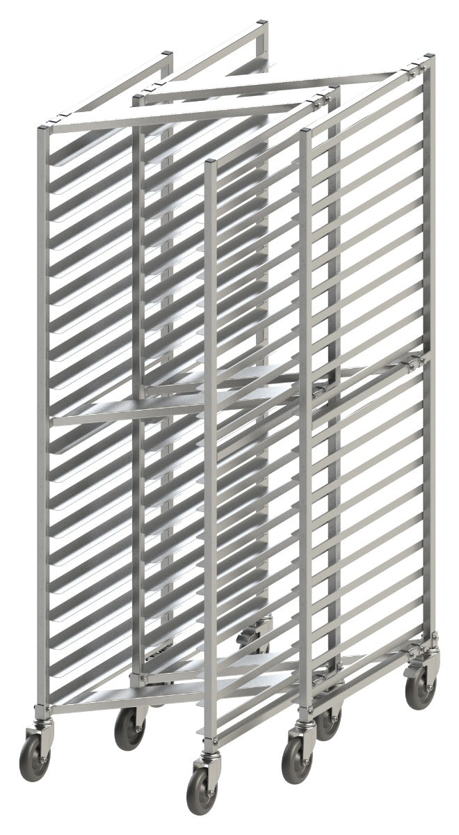 Winco ALZK-20BK Z-Rack Aluminum Mobile Full-Height Front Loading 20-Tier Nesting Sheet Pan Rack 70"H - (20) Full-Size Pan/Capacity - Unassembled