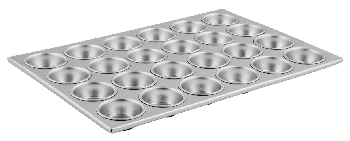 Winco AMF-24 Aluminum 24 Cup Muffin Pan 20-1/2"L x 14"W - 3 oz. Capacity Per Cup - 12/Case