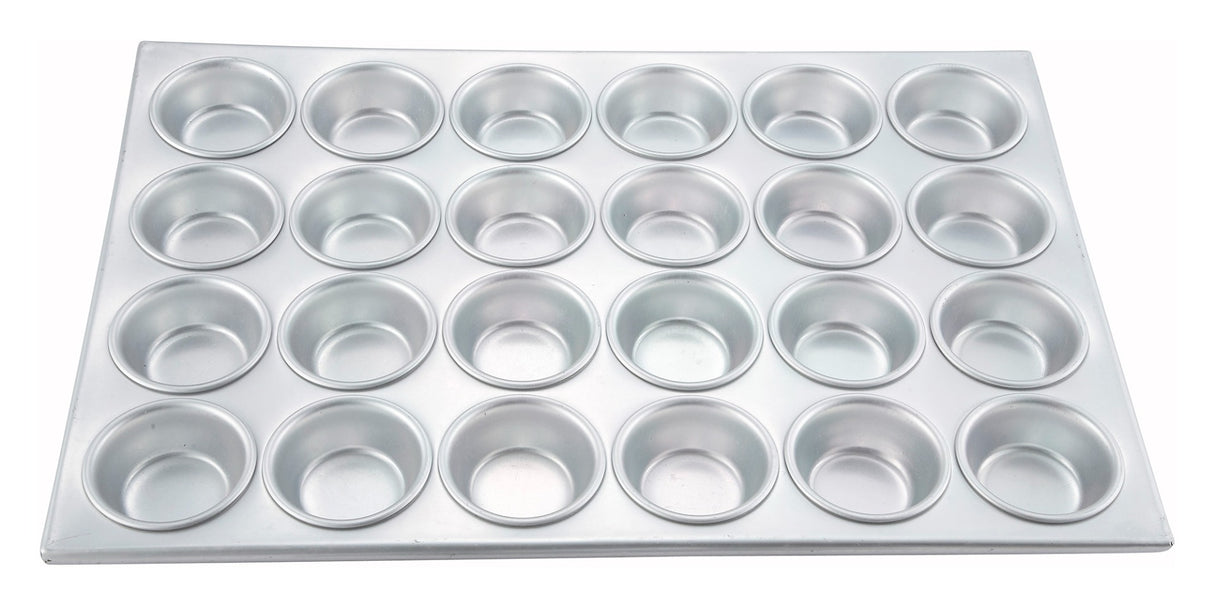 Winco AMF-24 Aluminum 24 Cup Muffin Pan 20-1/2"L x 14"W - 3 oz. Capacity Per Cup - 12/Case