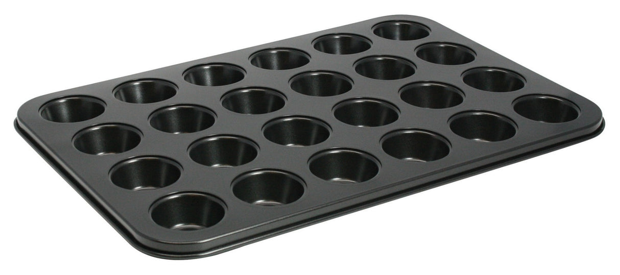 Winco AMF-24MNS Aluminum 24 Cup Mini Muffin Pan 13-3/4"L x 10-1/2"W - 1-1/2 oz. Capacity Per Cup - 12/Case