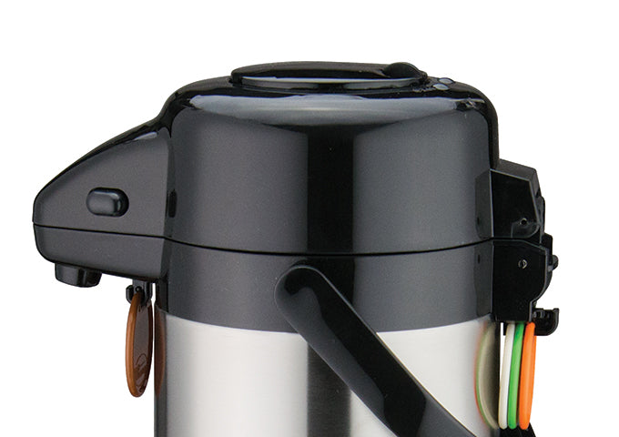 Winco APSP-925 Stainless Steel Lined Airpot with Push Button 2-1/2-Liter - 6/Case