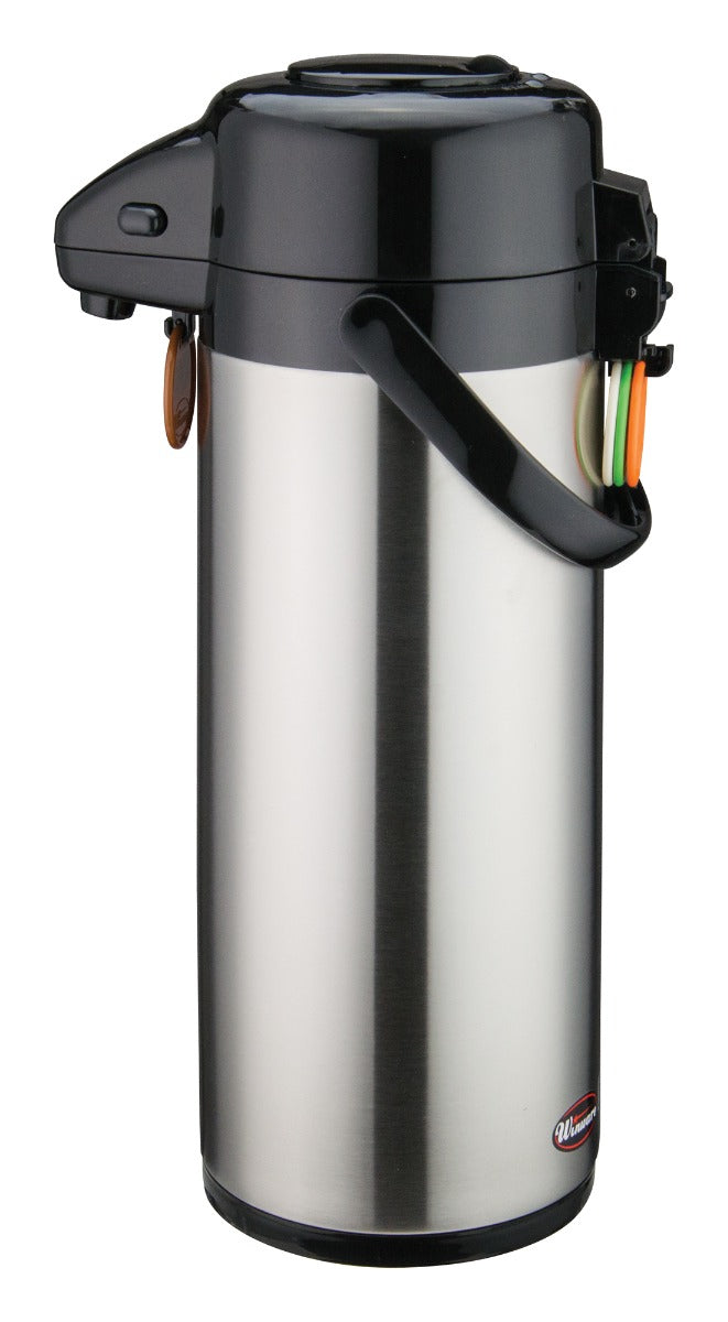 Winco APSP-930 Stainless Steel Lined Airpot with Push Button 3-Liter