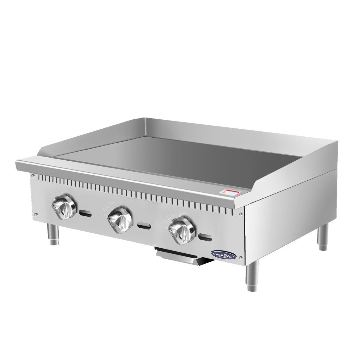 Atosa ATMG-36 CookRite Countertop Heavy-Duty Gas Griddle w/ 3 Burners, Steel Plate & Manual Control - 90,000 BTU