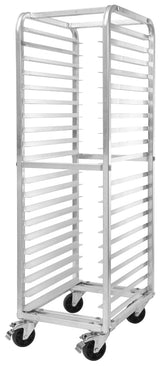 Winco AWRK-20HBK Aluminum Full-Height End-Load Mobile Bun / Sheet Pan Rack with Brakes - 20 pan/capacity - Assembled