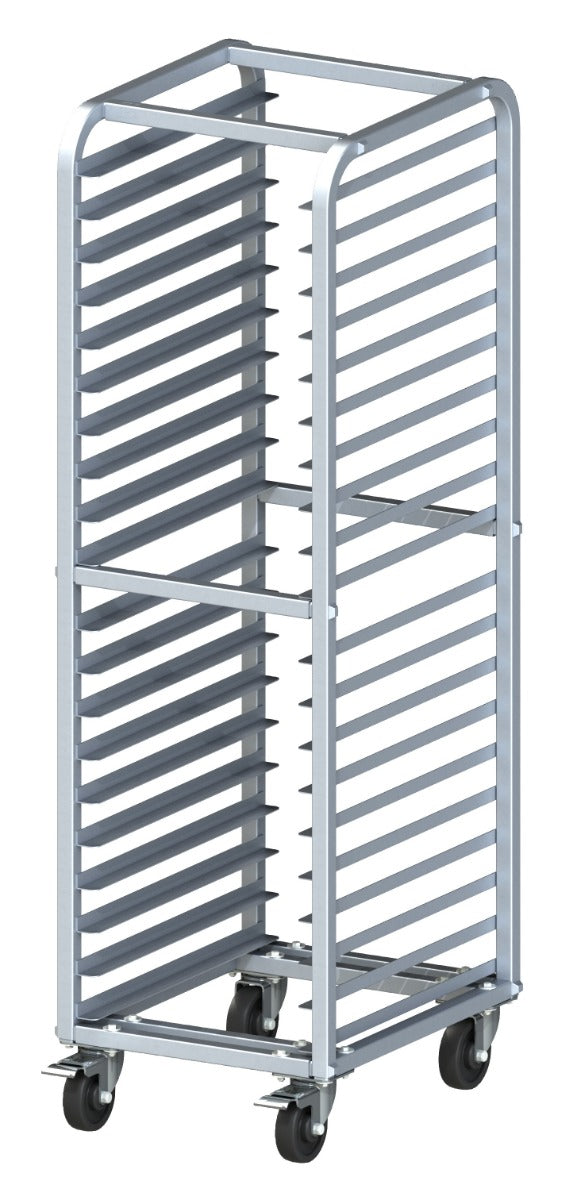 Winco AWRK-20HBK Aluminum Full-Height End-Load Mobile Bun / Sheet Pan Rack with Brakes - 20 pan/capacity - Assembled