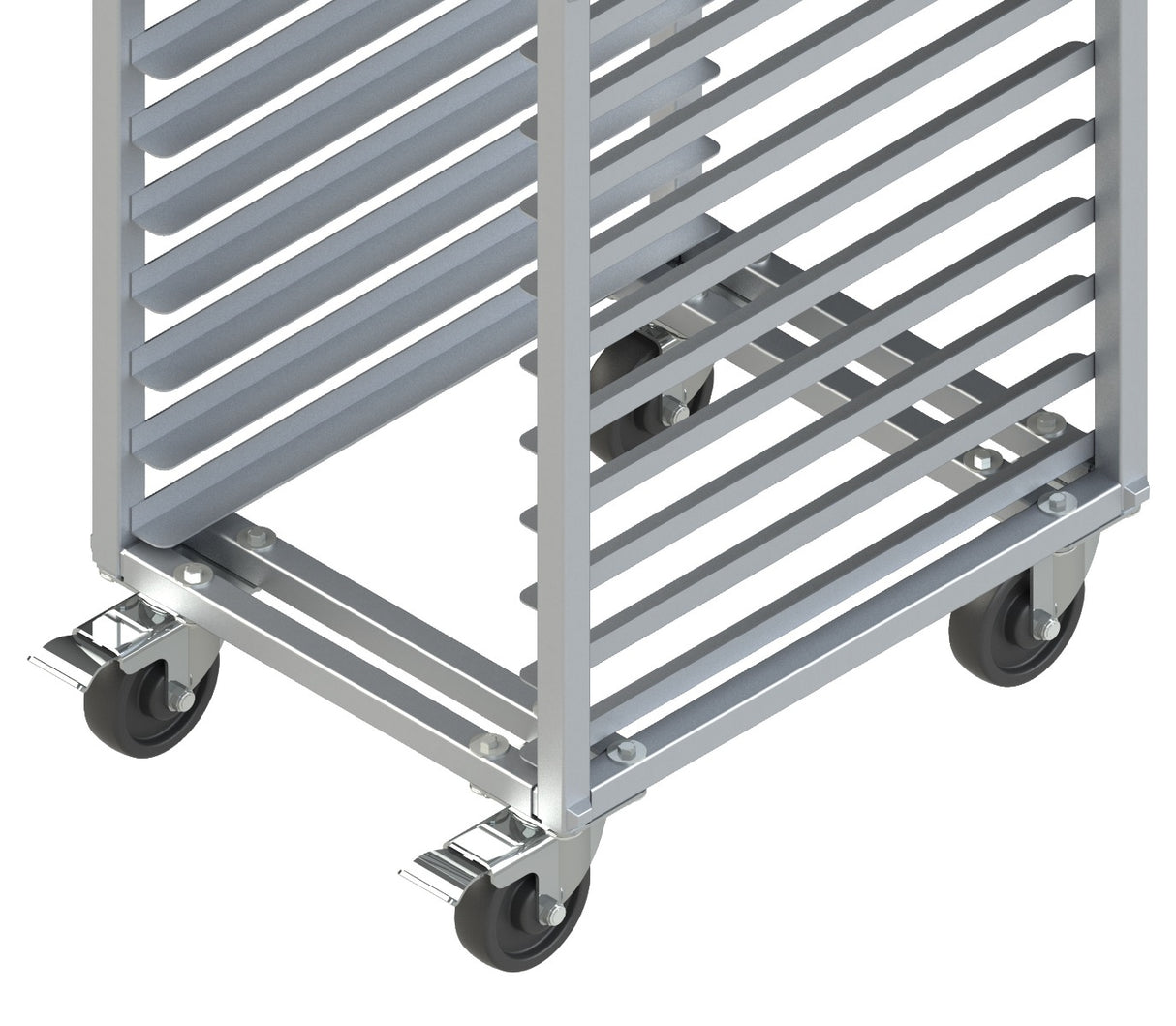 Winco AWRK-20HBK Aluminum Full-Height End-Load Mobile Bun / Sheet Pan Rack with Brakes - 20 pan/capacity - Assembled