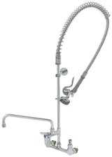 T&S Brass B-0133-01-44H EasyInstall Wall Mounted 37-1/2"H Pre-Rinse Faucet with Adjustable 8" Centers, Spray Valve, 44" Hose, 14" Add-On Faucet, and 9" Wall Bracket