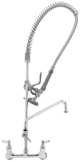 T&S Brass B-0133-01-44H EasyInstall Wall Mounted 37-1/2"H Pre-Rinse Faucet with Adjustable 8" Centers, Spray Valve, 44" Hose, 14" Add-On Faucet, and 9" Wall Bracket