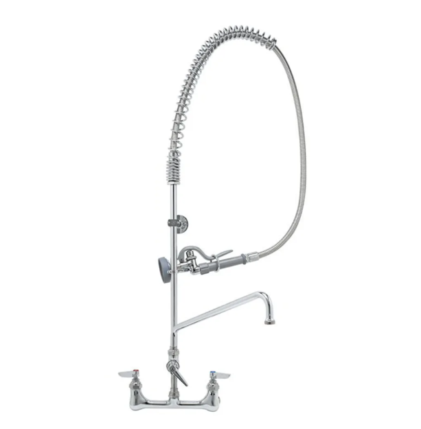 T&S Brass B-0133-01 37 5/8"H Wall Mount Pre Rinse Faucet - 1 3/20 GPM, Base with Nozzle