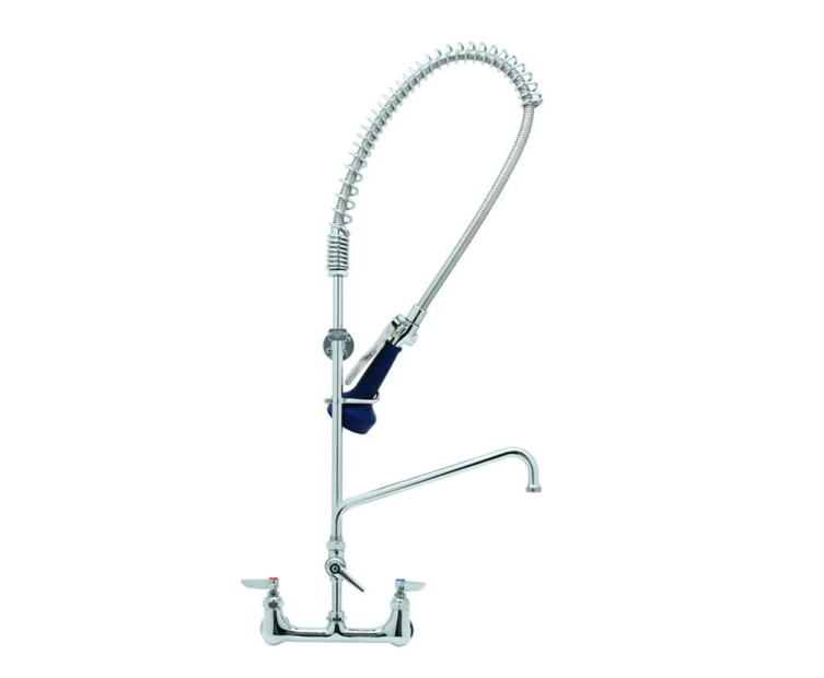 T&S Brass B-0133-A12-B08C 37 9/16"H Wall Mount Pre Rinse Faucet - 0.65 GPM, Base with Nozzle