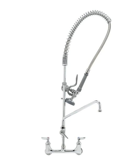 T&S Brass B-0133-ADF12-B 37 9/16"H Wall Mount Pre Rinse Faucet - 1.15 GPM, Base with Nozzle
