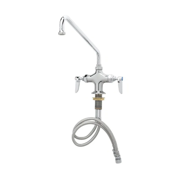 T&S Brass B-0201 Deck Mount Mixing Faucet w/ 12" Swing Nozzle