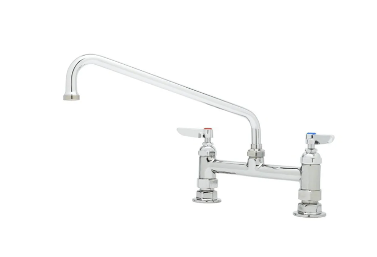 T&S Brass B-0221 Deck Mount Mixing Faucet w/ 12" Swing Nozzle