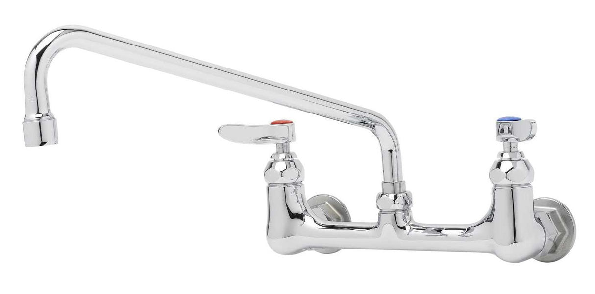 T&S Brass B-0231 Wall Mounted Mixing/Pantry Faucet with 8" Adjustable Centers, 12" Swing Nozzle, and Eterna Cartridges