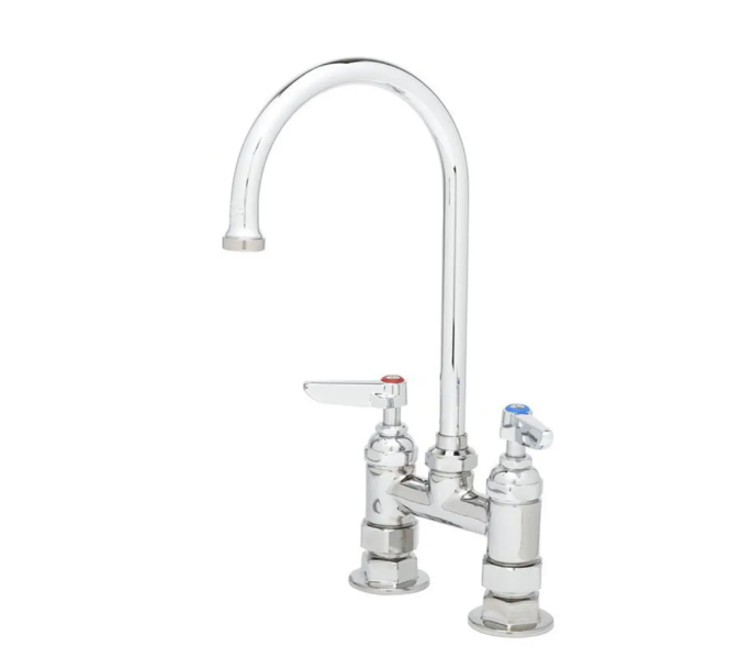 T&S Brass B0325 Deck Mount Faucet - 6" Swivel Gooseneck Spout, 4" Centers