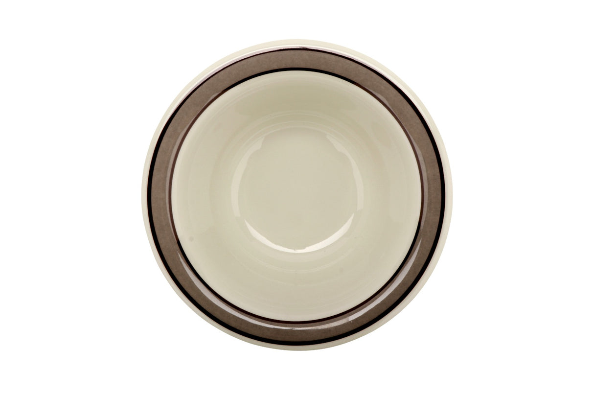 GET B-105-CA Diamond Cambridge Melamine Narrow Rim Deep Bowl 10 oz. - White / Gray Rim - 48/Case