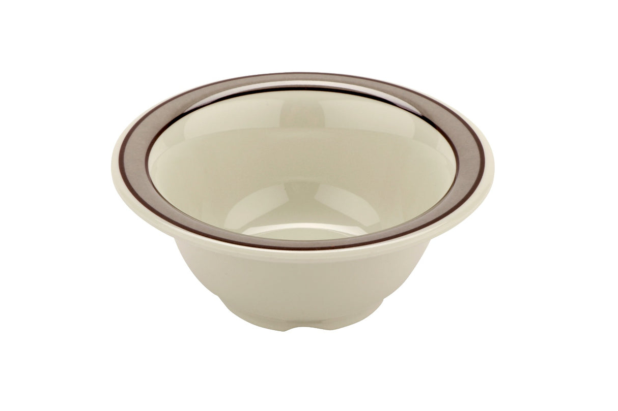 GET B-105-CA Diamond Cambridge Melamine Narrow Rim Deep Bowl 10 oz. - White / Gray Rim - 48/Case