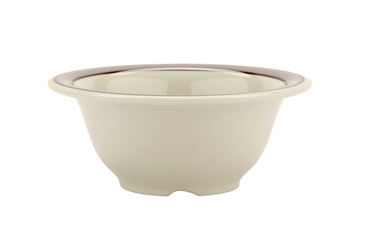 GET B-105-CA Diamond Cambridge Melamine Narrow Rim Deep Bowl 10 oz. - White / Gray Rim - 48/Case
