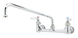 T&S Brass B-2299 Wall Mounted Mixing/Pantry Faucet with 14" Swing Spout, 23.09 GPM Stream Regulator, 8" Adjustable Centers, and Lever Handles