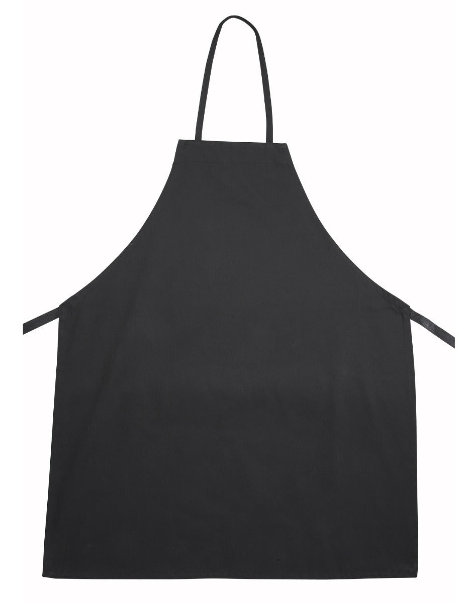 Winco BA-3226BK Signature Chef Poly-Cotton Full Length Bib Apron without Pockets 33"L x 26"W - Black - 12/Case