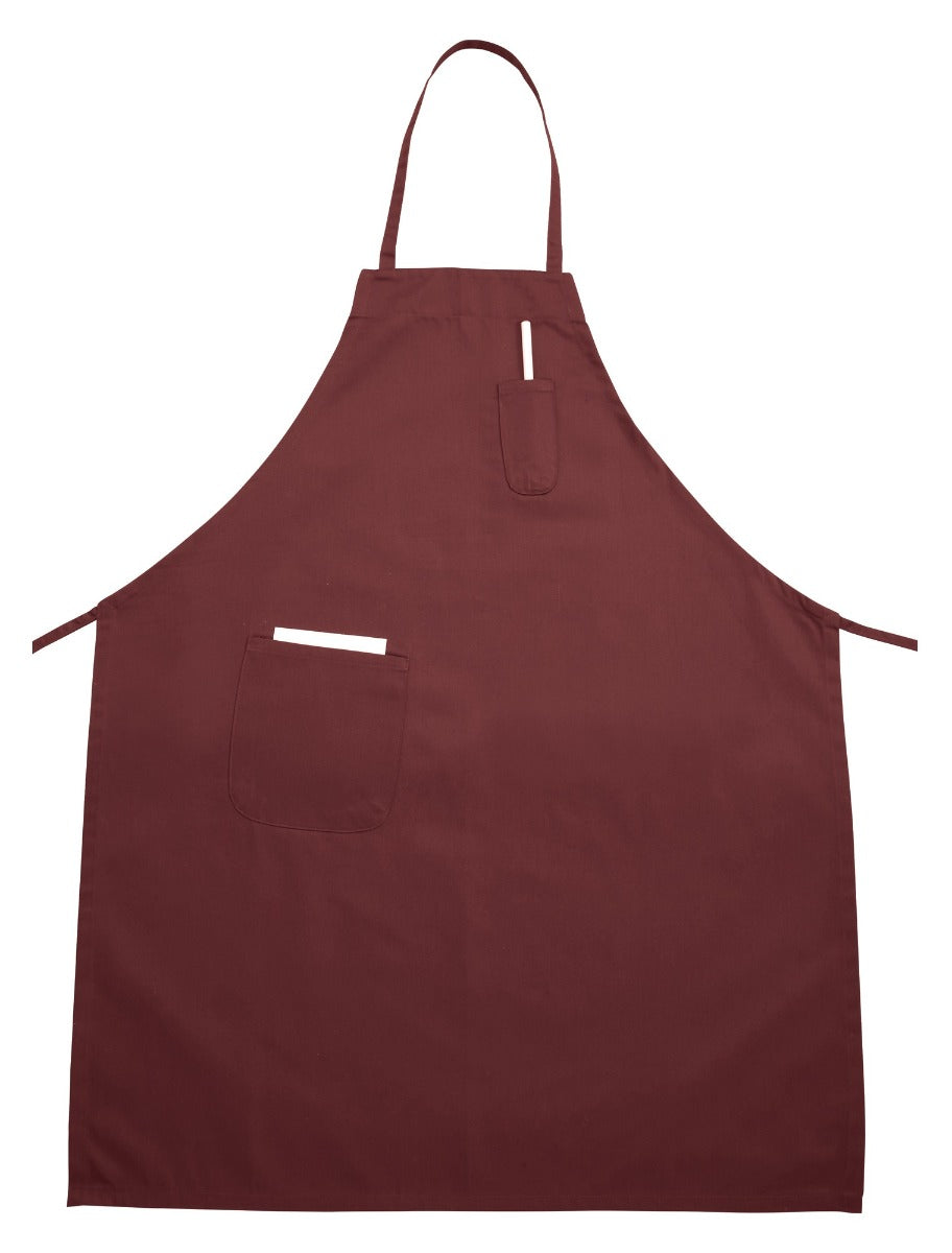 Winco BA-PBG Signature Chef Poly-Cotton Full Length Bib Apron with 2 Pockets 33"L x 26"W - Burgundy - 60/Case