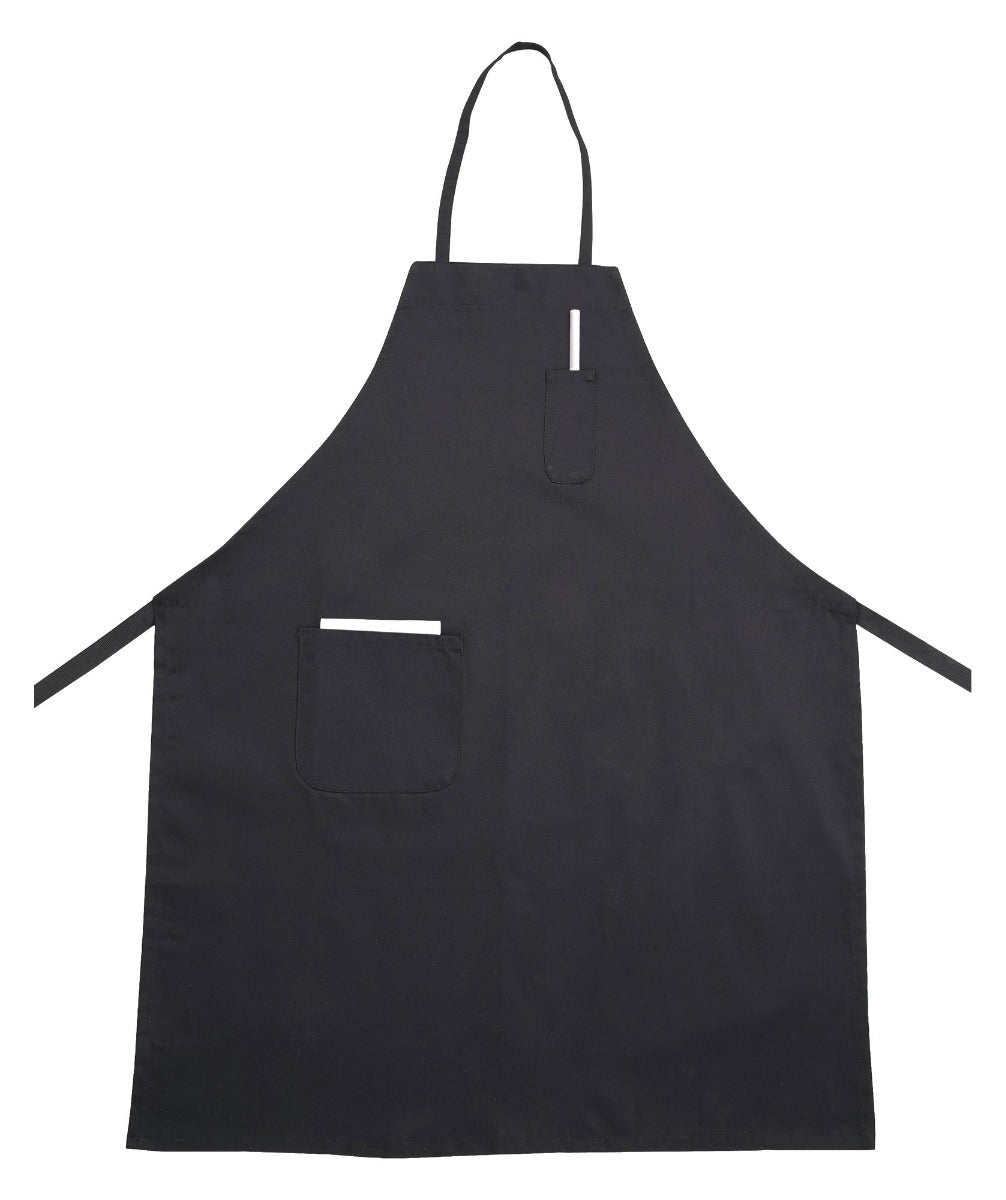 Winco BA-PBK Signature Chef Poly-Cotton Full Length Bib Apron with 2 Pockets 33"L x 26"W - Black - 12/Case