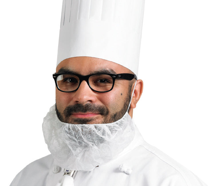 AMMEX BR1 Disposable Uni-size Beard Cover - White - 100/bag