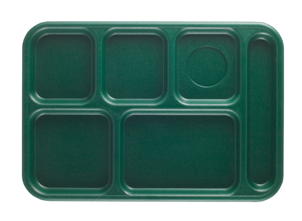 Cambro BCT1014119 Plastic Rectangular Tray w/ (6) Compartments, 10" x 14 1/2", Sherwood Green