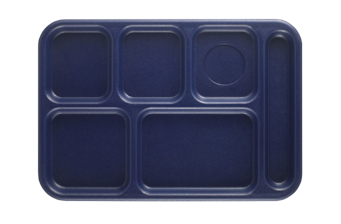 Cambro BCT1014186 Budget Right Handed ABS Plastic Navy Blue 6 Compartment Serving Tray - 24ea/Case