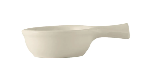 Tuxton BES-0902 9 oz French Casserole Dish w/ Handle - Ceramic, American White - 2ea/Case