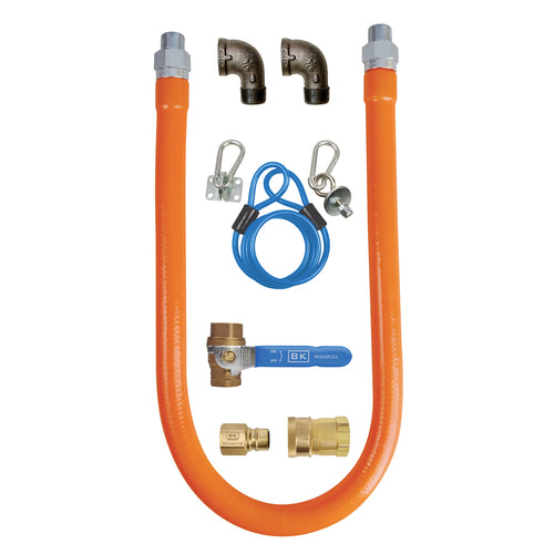 BK Resources BKG-GHC-7548-SCK3 3/4 inch x 48 inch gas hose connector kit with valve and quick disconnect