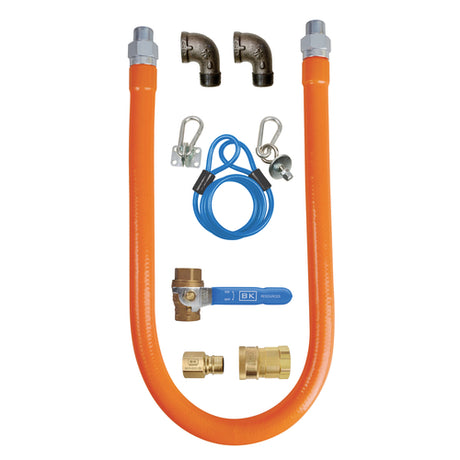 BK Resources BKG-GHC-7548-SCK3 3/4 inch x 48 inch gas hose connector kit with valve and quick disconnect